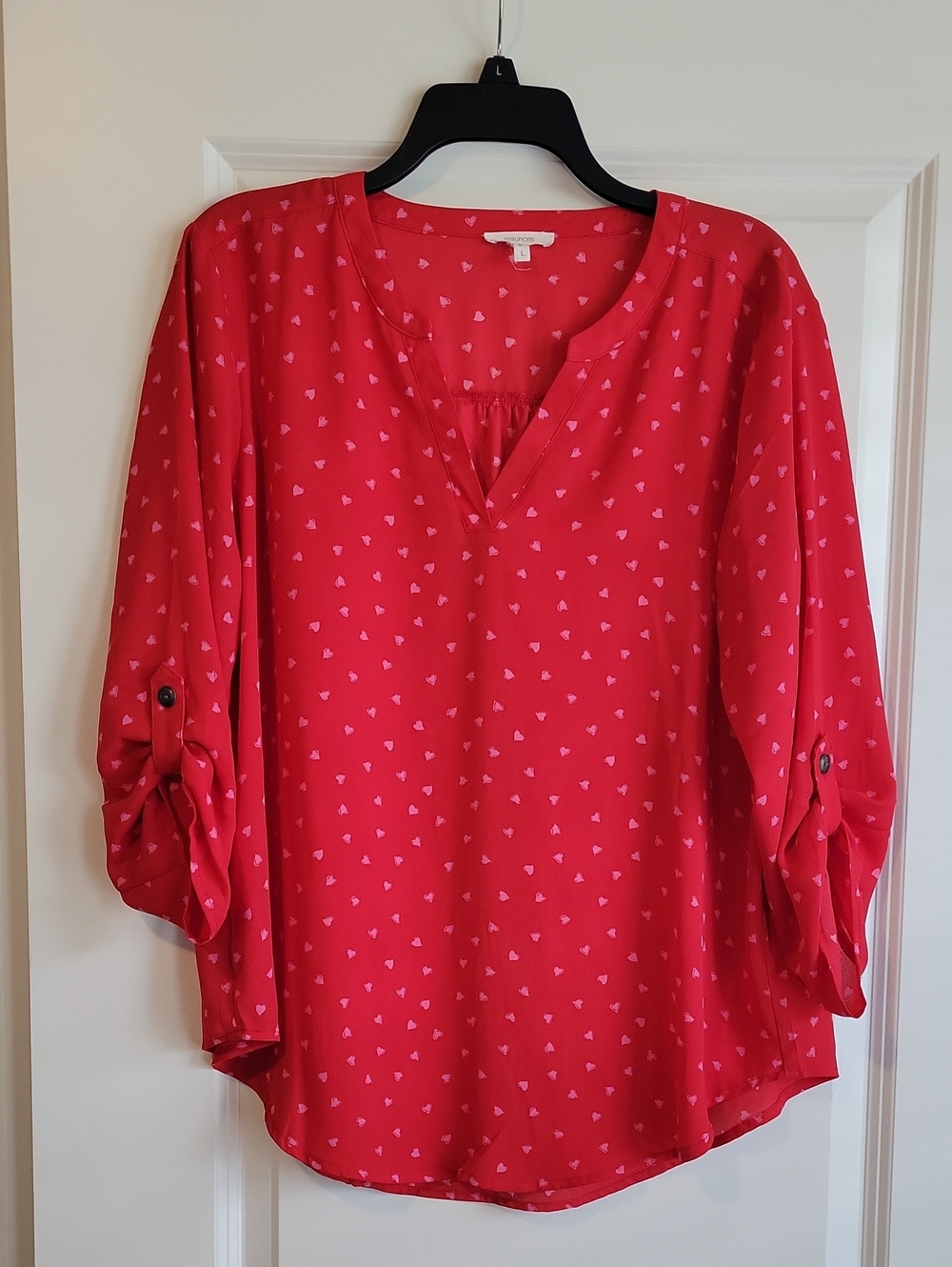 Maurices Red Heart-Print V-Neck Tunic